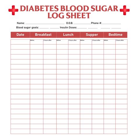 Free Large Print Blood Sugar Log Sheet Printable