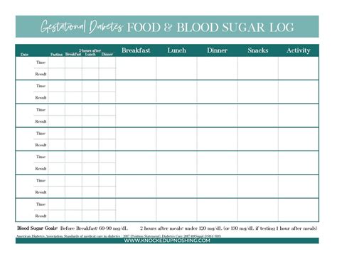 Blood Sugar Log Sheet with Food Diary