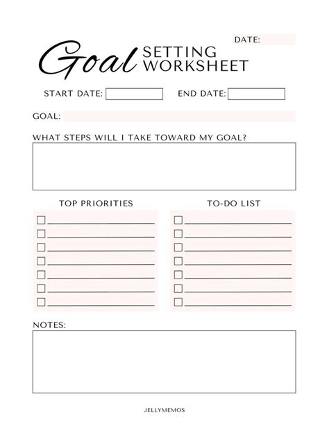 Bloom planners goal-setting worksheet printable