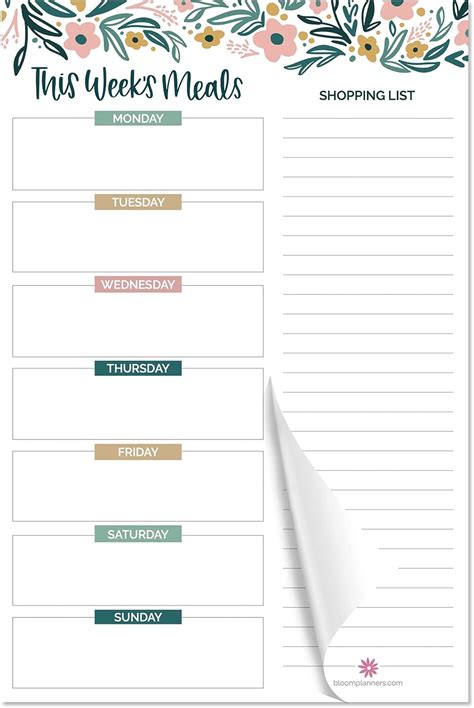 Bloom planners meal planner printable