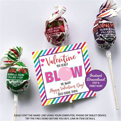 Blow Pop Valentine's Day Cards