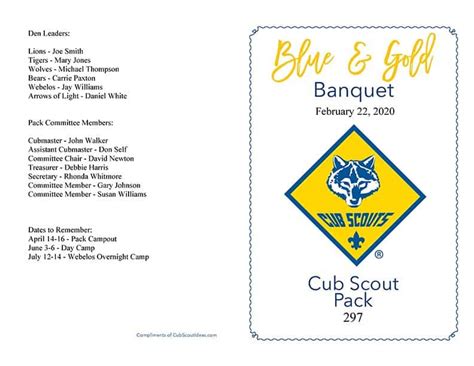 Blue and Gold Banquet Program Template Ideas