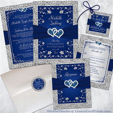 Blue and Silver Engagement Invitation Template Ideas