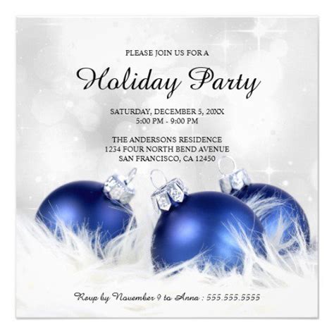 Blue and Silver Holiday Invitation Template Designs