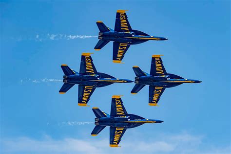 Blue Angels fighter jets in formation