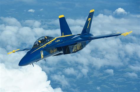 Blue Angels F/A-18 Hornet aircraft in flight