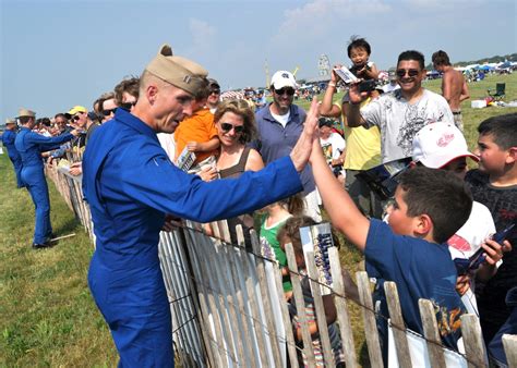 Blue Angels pilots with fans