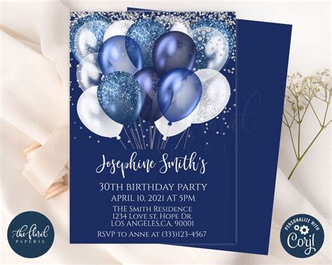 Blue Birthday Invitation Idea 4