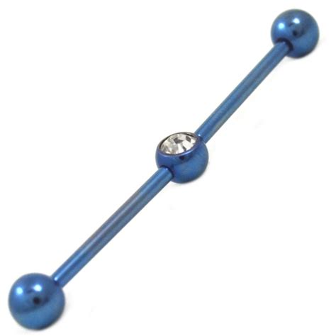 Blue body piercing barbell