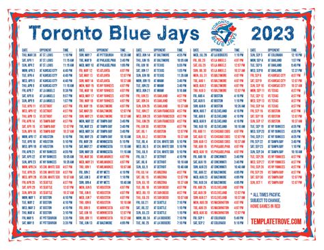 Blue Jays AL West Schedule