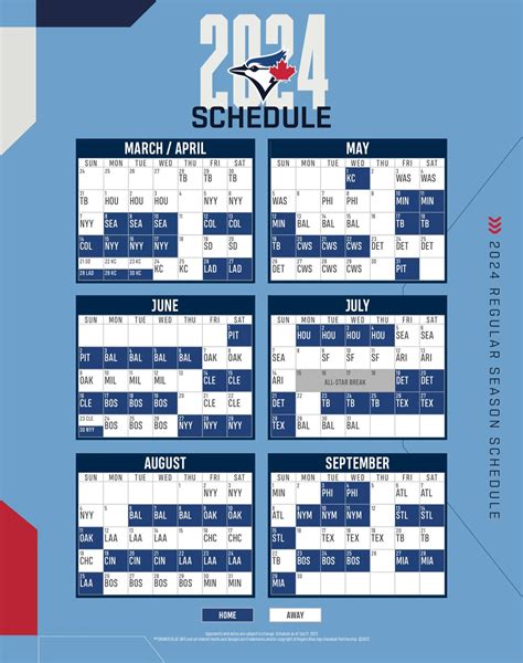 Blue Jays Schedule by Month