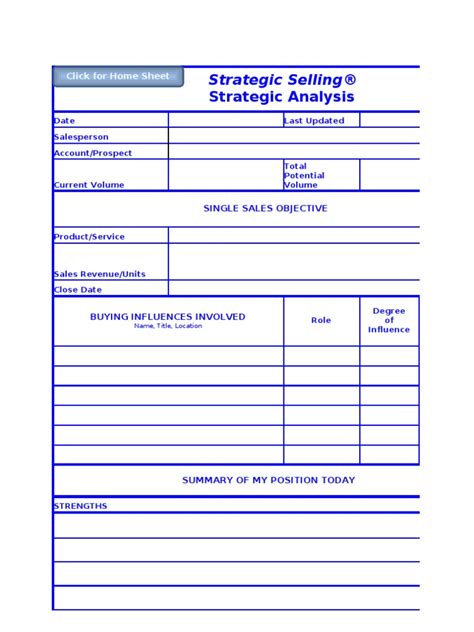 Blue Sheet Sales Template Structure