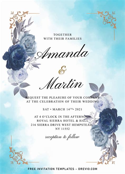 Rustic Seafoam Blue Wedding Invitation