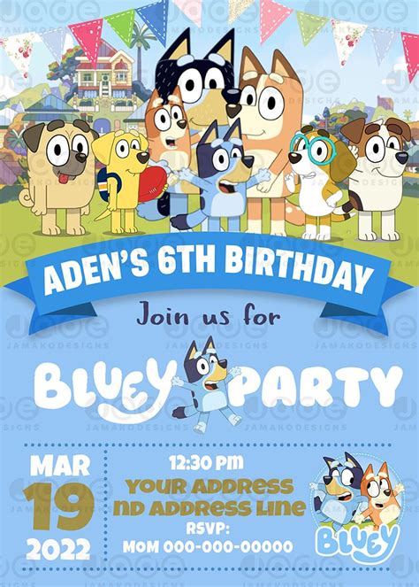 Bluey birthday DIY invitation template