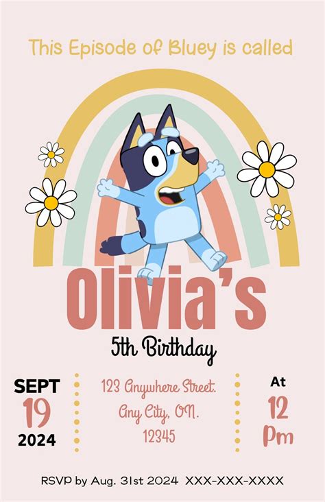 Bluey Birthday Invitation Template