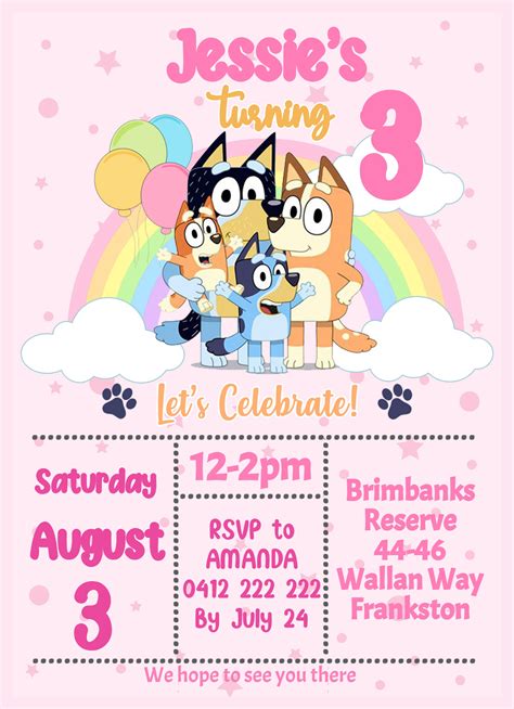 Bluey Birthday Invitation Template 1