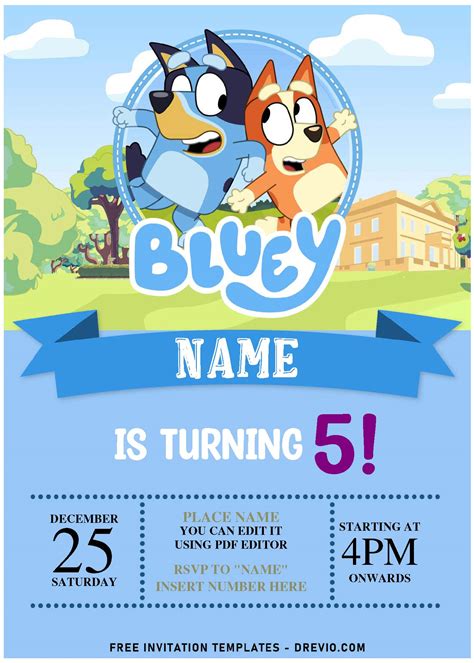 Bluey Birthday Invitation Templates for Kids