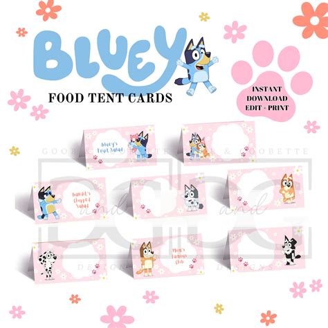 Bluey Food Label Template