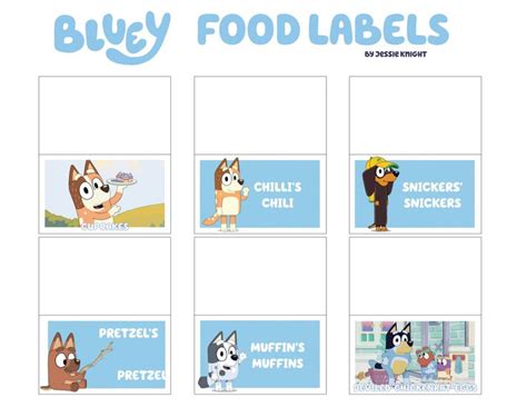 Bluey Food Labels Template 1