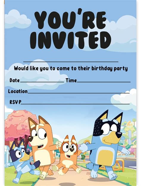 Bluey Invitation Templates for Kids Parties