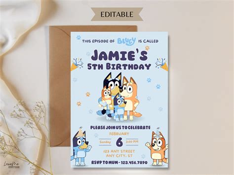 Bluey Paw Print Invitation Template