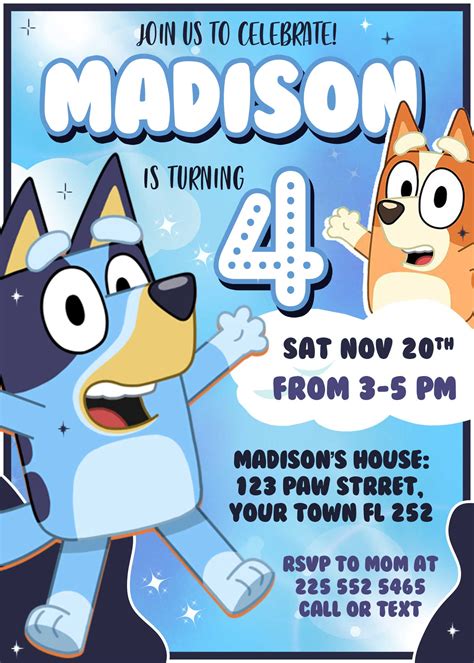 Bluey-Themed Party Invitation Templates