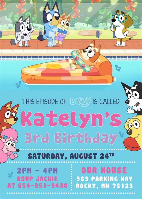 Bluey's Pool Party Invitation