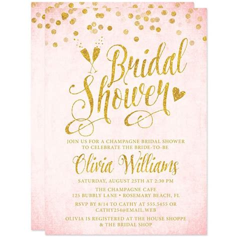 Blush and Gold Bridal Shower Invitation