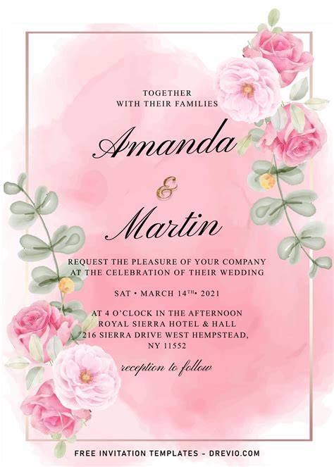 Blush Pink Wedding Invitation Template Ideas