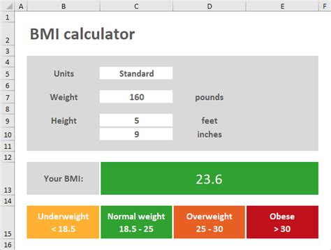 BMI Calculator Excel Tutorial