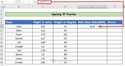 BMI Category in Excel