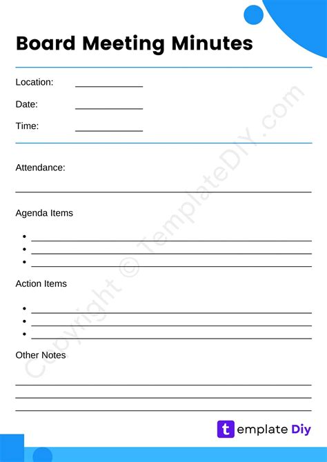 Board Meeting Minutes Template in Word