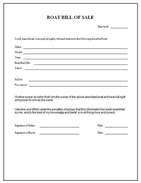 Fill Out a Boat Bill of Sale Template in Minnesota