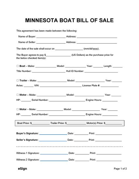 Boat Bill of Sale Template Example