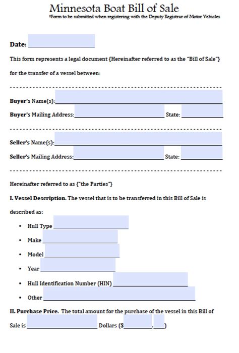 Boat Bill of Sale Template Template