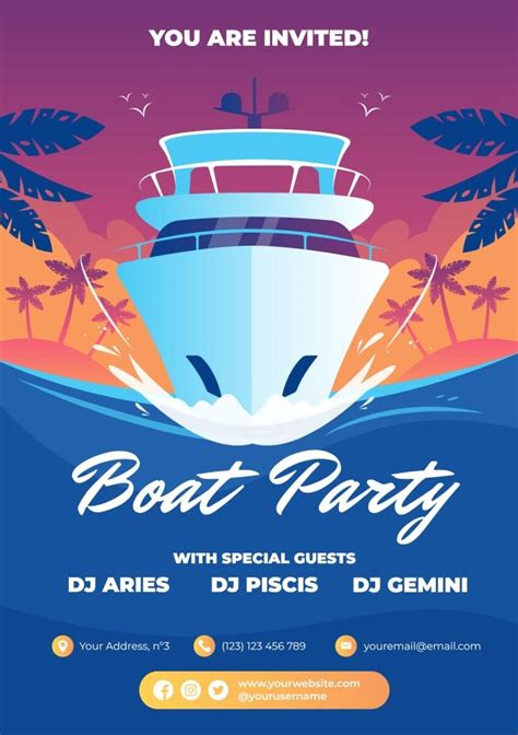 Boat Party Invitation Graphics