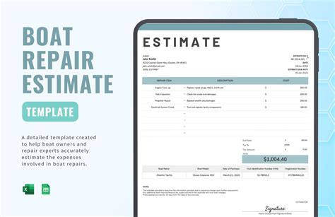 boat repair estimate template