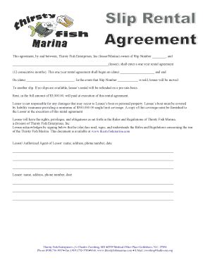 Boat Slip Lease Agreement Form Template PDF Example