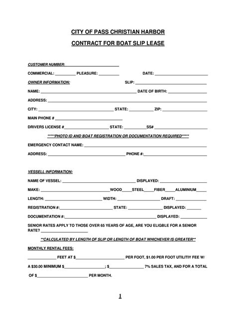 Boat Slip Lease Contract Template Example