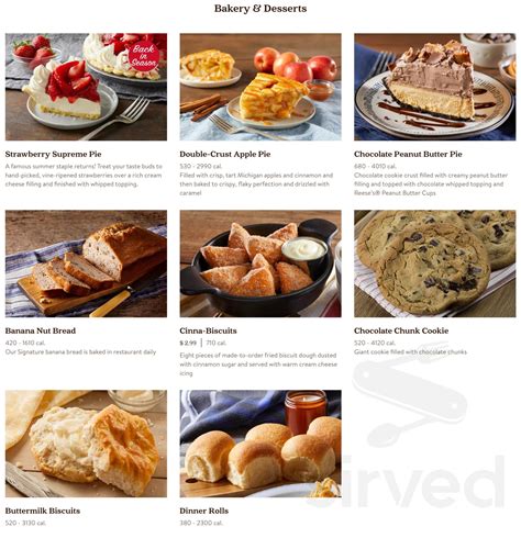 Bob Evans Desserts Menu