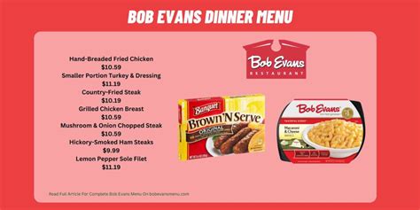 Bob Evans Dinner Menu