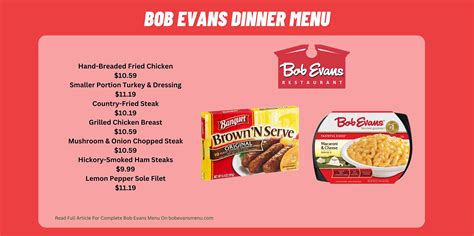 Bob Evans Menu Highlights