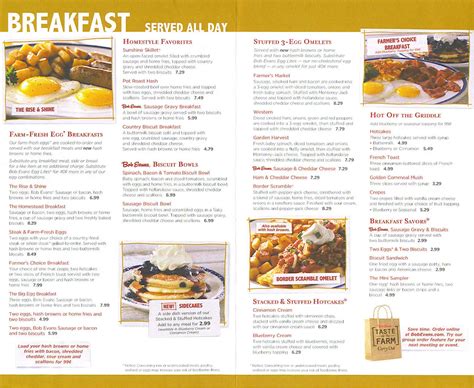 Bob Evans Menu Printable