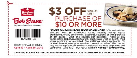 Bob Evans printable coupons