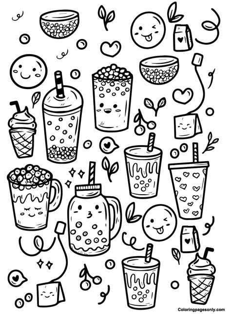 Boba Milk Tea Coloring Pages