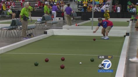 Bocce ball players celebrating a win