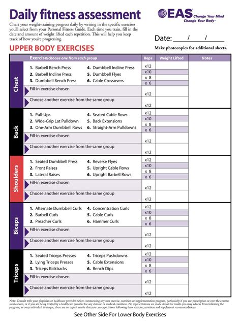 Body for Life Workout Plan Example