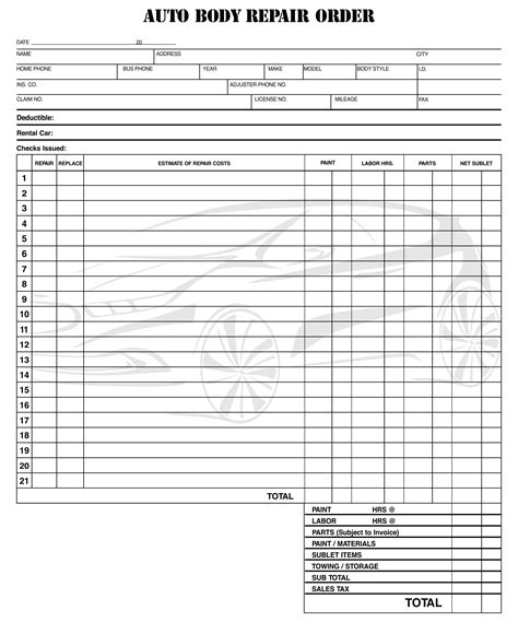 Body Shop Estimate Template Benefits 2