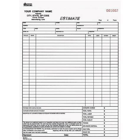 Body Shop Estimate Template Design