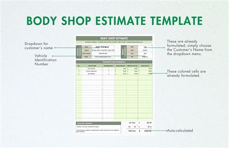 Body Shop Estimate Template Format